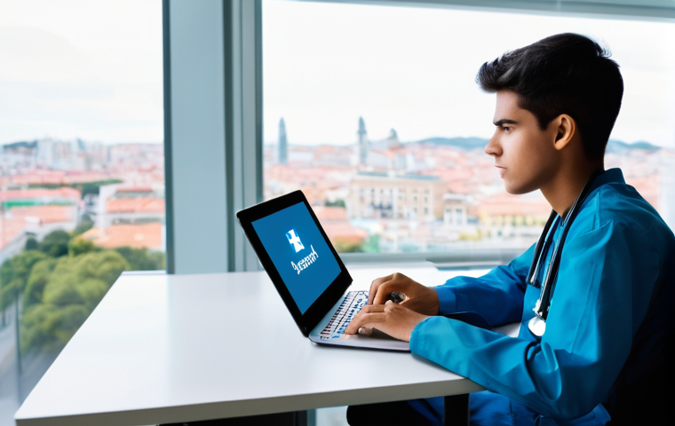 응급구조사 인턴십 기회 찾기 - **Image Prompt 1: The Digital Search for Emergency Medical Internships**
    A determined young Port...