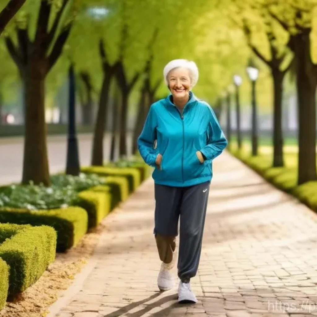 응급구조사와 스마트워치 활용 - **Prompt:** "A peaceful scene featuring an active senior woman, approximately 70 years old, with a w...