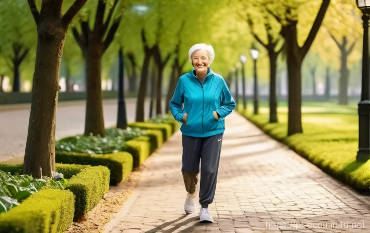 응급구조사와 스마트워치 활용 - **Prompt:** "A peaceful scene featuring an active senior woman, approximately 70 years old, with a w...