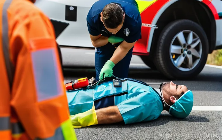 응급구조사와 응급 처치 심화 교육 - **Prompt 1: Advanced Intervention at an Accident Scene in Portugal**
    "A highly skilled Portugues...