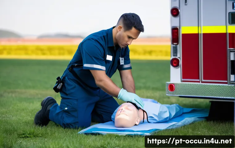 응급구조사 경력개발 - A professional emergency medical technician (EMT) wearing a detailed advanced pre-hospital care unif...